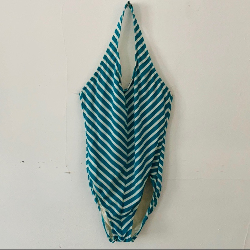Vintage Lands End striped one piece Bathing Suit